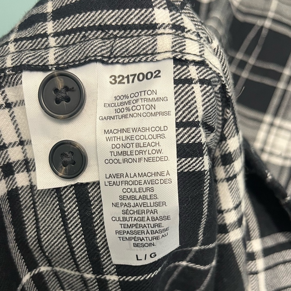 Tilley Black and White Plaid Button Up Jacket/Shirt Flannel NEW with tags Size L - Picture 7 of 7